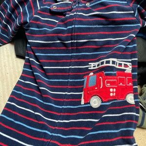 Fleece Boys fire truck onesie